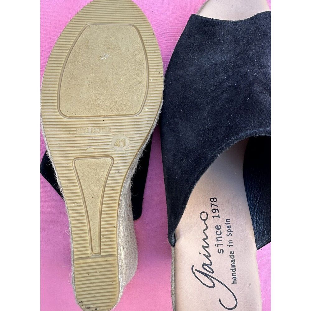 Gaimo Black Suede Espadrille Wedge Heel Slides size 41 EU 10 US Made‎ in Spain - Picture 4 of 5